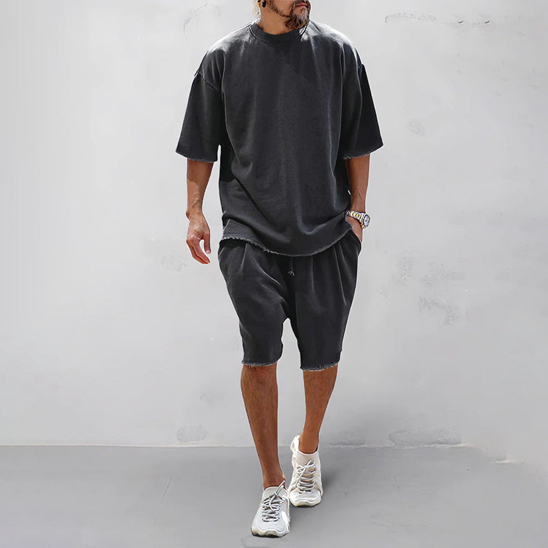 Herrset med t-shirt och shorts – Oversize passform – Andningsbar mjuk kvalitet