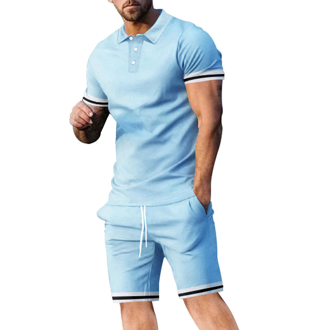 Herrset med pikétröja och shorts – Slim Fit – Andningsbar – Sportig stil