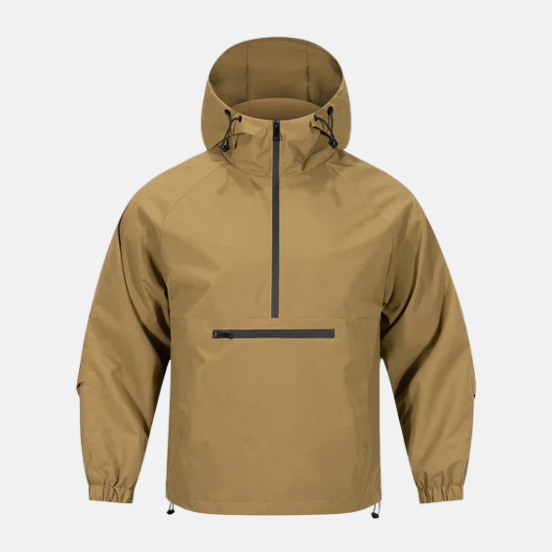 Herr Anorakjacka – Lös passform – Vindtät – Halv dragkedja – Huva – Känguruficka