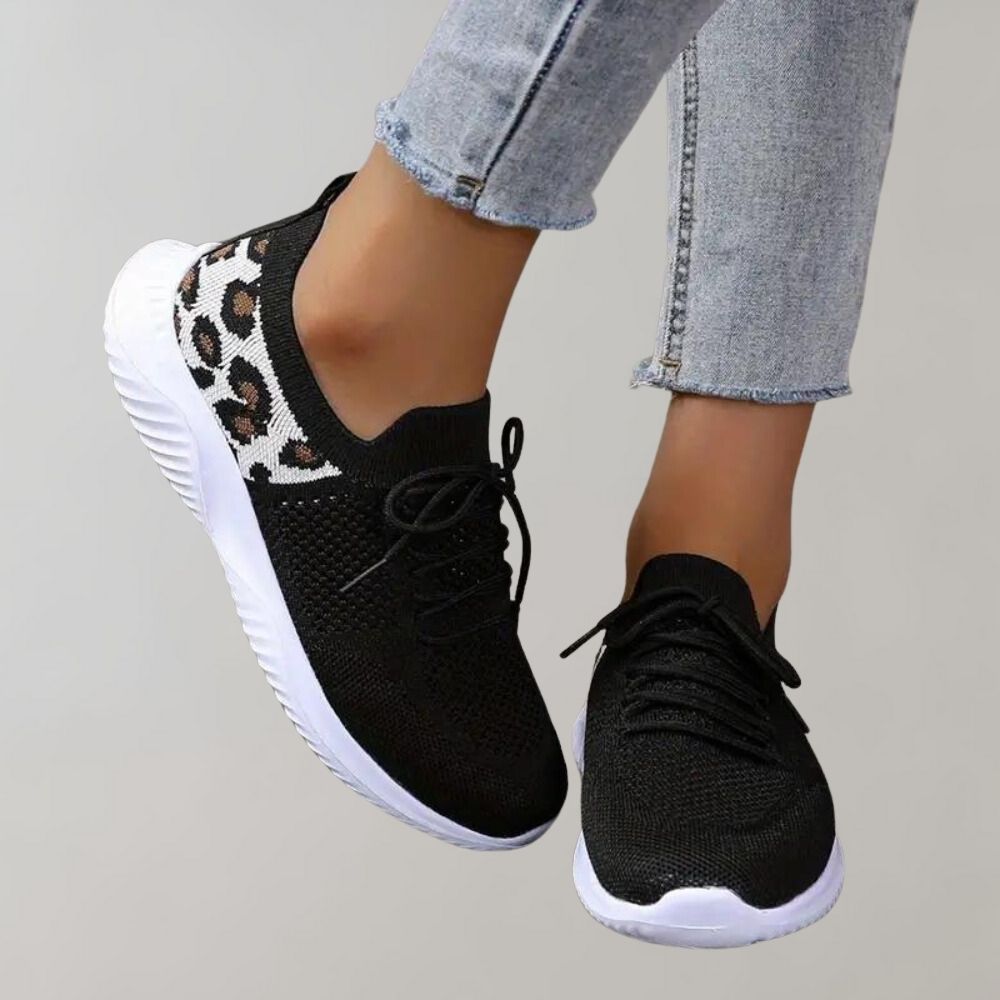 Dam Sneakers - Andningsbar Stickad Ovandel - Snörning - Dämpad Sula - Trendig Design