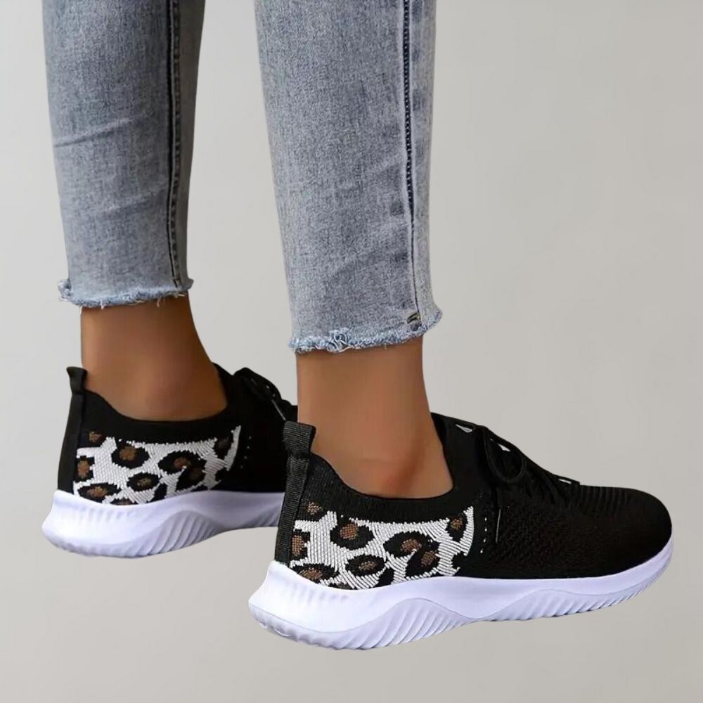 Dam Sneakers - Andningsbar Stickad Ovandel - Snörning - Dämpad Sula - Trendig Design
