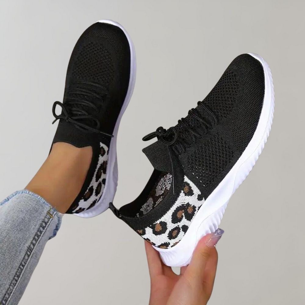 Dam Sneakers - Andningsbar Stickad Ovandel - Snörning - Dämpad Sula - Trendig Design