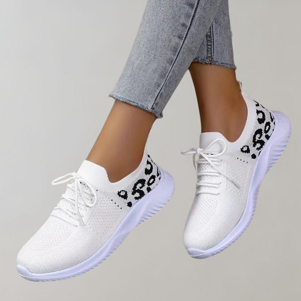 Dam Sneakers - Andningsbar Stickad Ovandel - Snörning - Dämpad Sula - Trendig Design