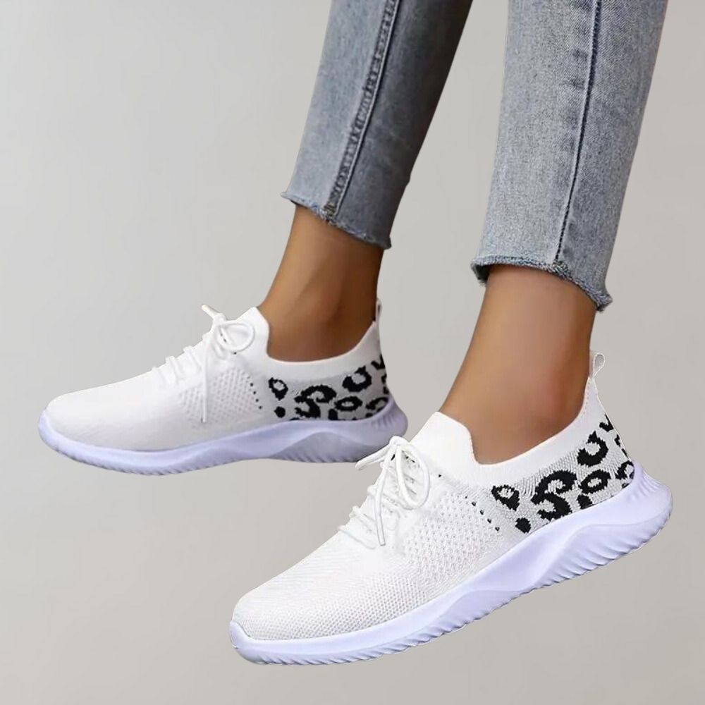 Dam Sneakers - Andningsbar Stickad Ovandel - Snörning - Dämpad Sula - Trendig Design