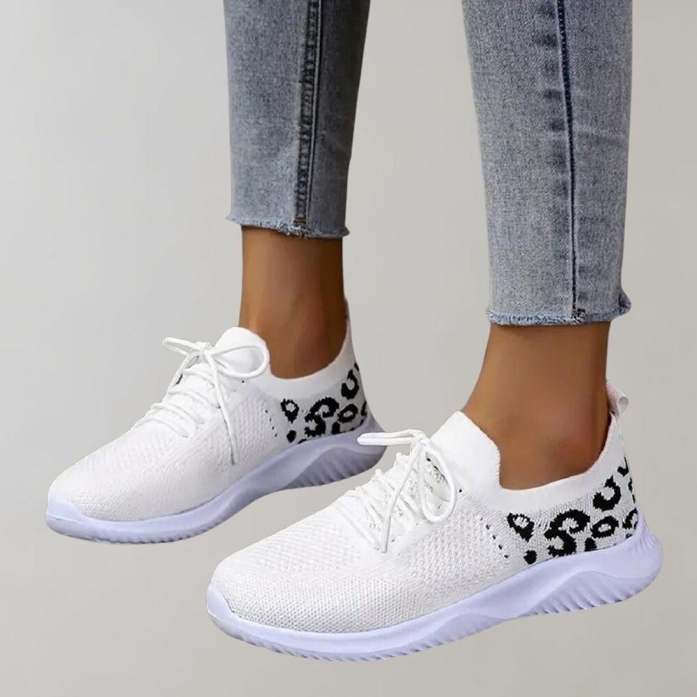 Dam Sneakers - Andningsbar Stickad Ovandel - Snörning - Dämpad Sula - Trendig Design