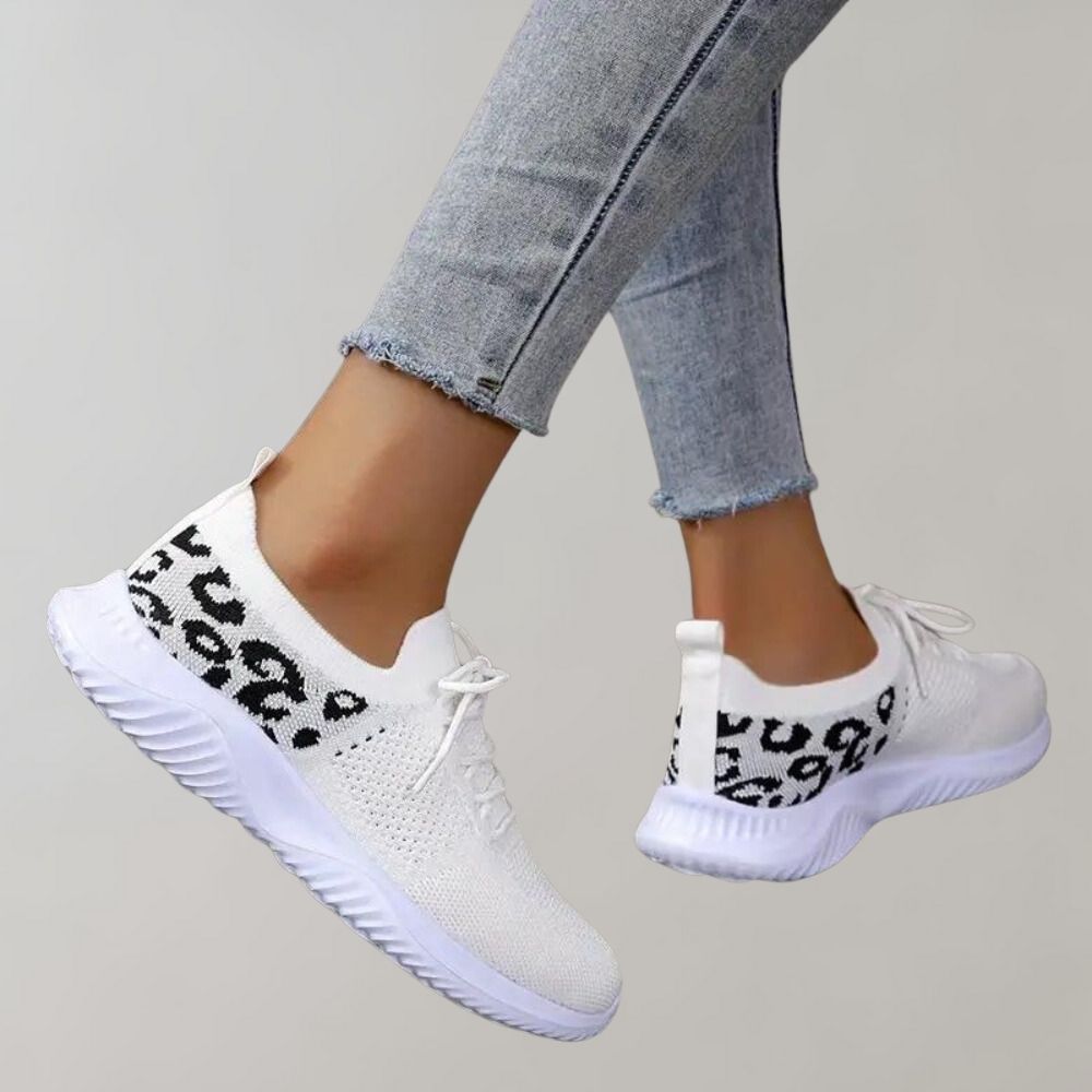 Dam Sneakers - Andningsbar Stickad Ovandel - Snörning - Dämpad Sula - Trendig Design
