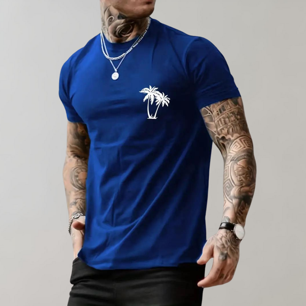 Herr T-shirt – Avslappnad Passform – Kort Ärmar – Andningsbart Mjukt Tyg – Tryckt Motiv