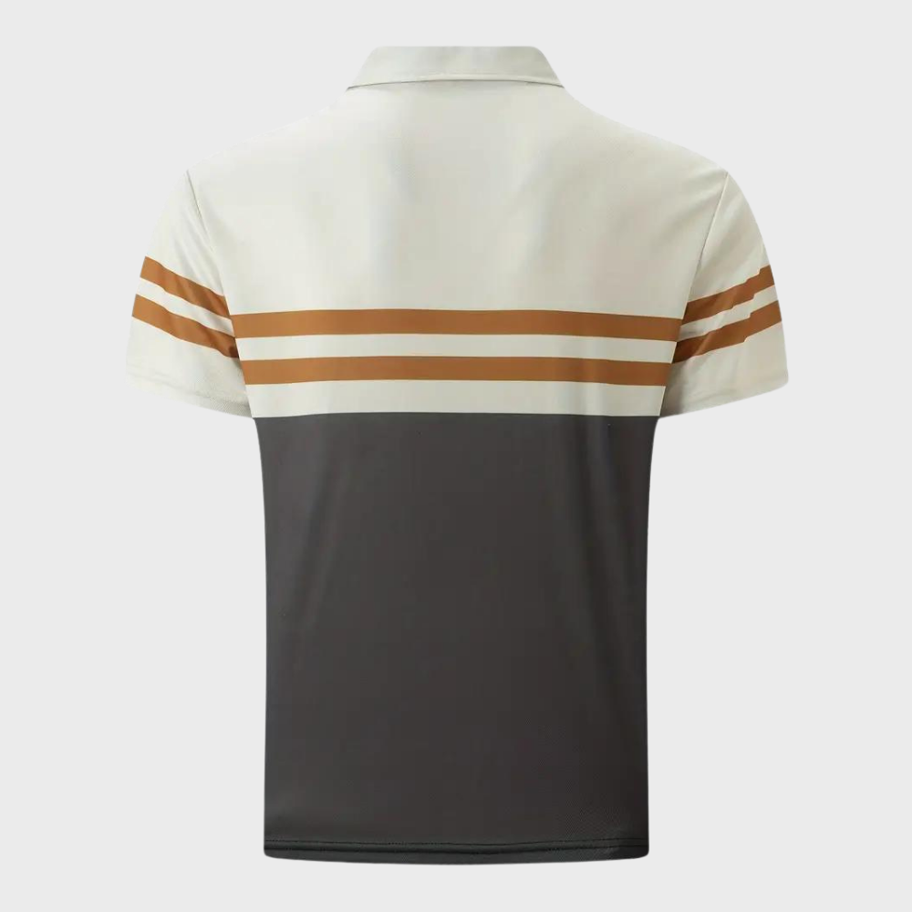 Herrpiké – Slim Fit – Kort Ärm – Andningsbar Mix – Randig Sportig Design