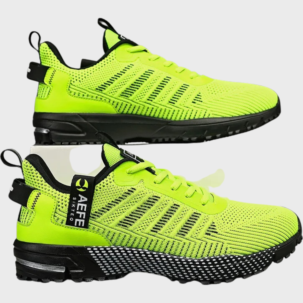 Herr Sneakers – Andningsbar Stickad Ovandel – Lättvikt – Greppsäker Gummisula