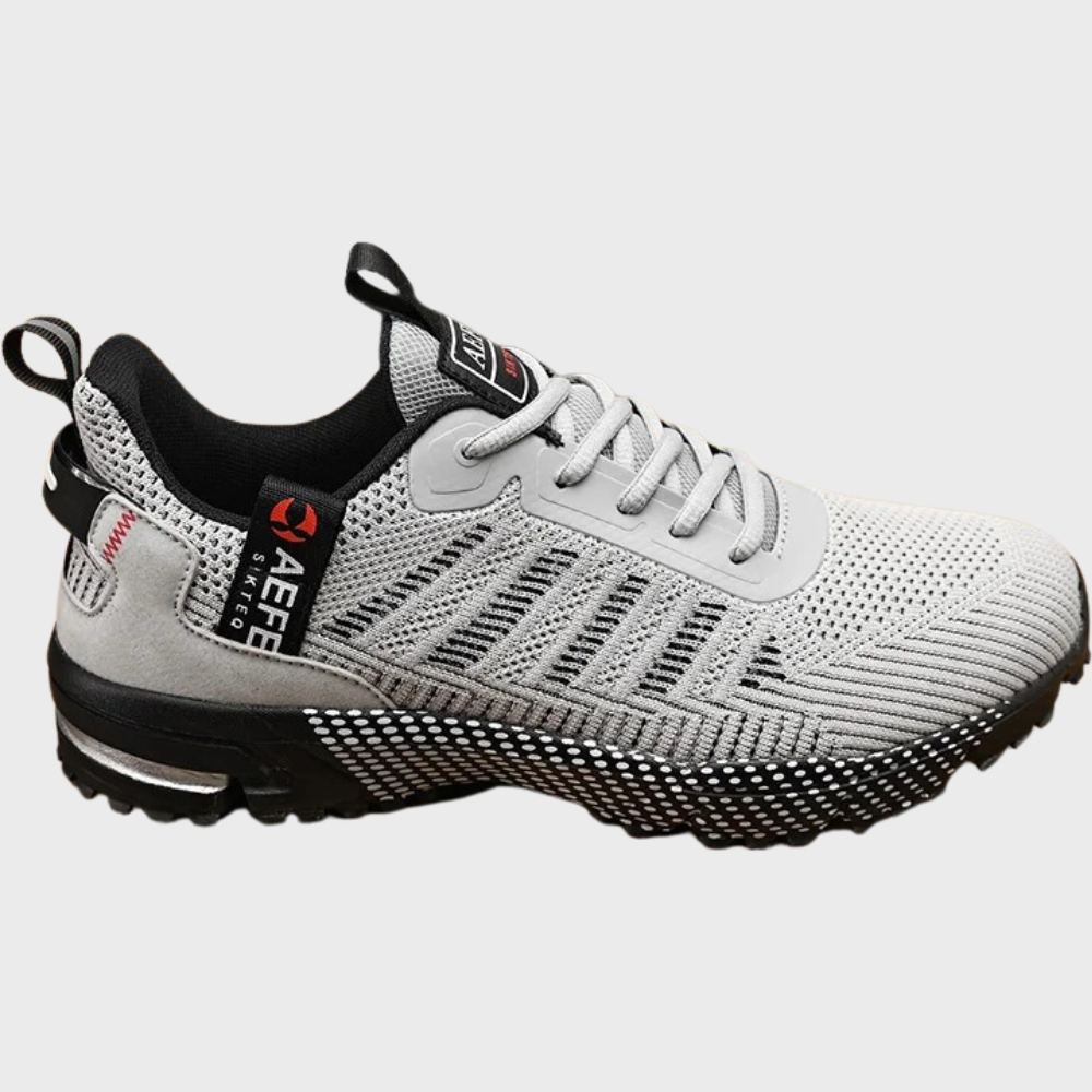 Herr Sneakers – Andningsbar Stickad Ovandel – Lättvikt – Greppsäker Gummisula