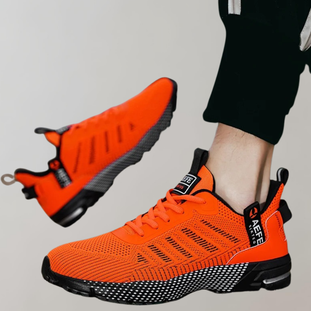Herr Sneakers – Andningsbar Stickad Ovandel – Lättvikt – Greppsäker Gummisula
