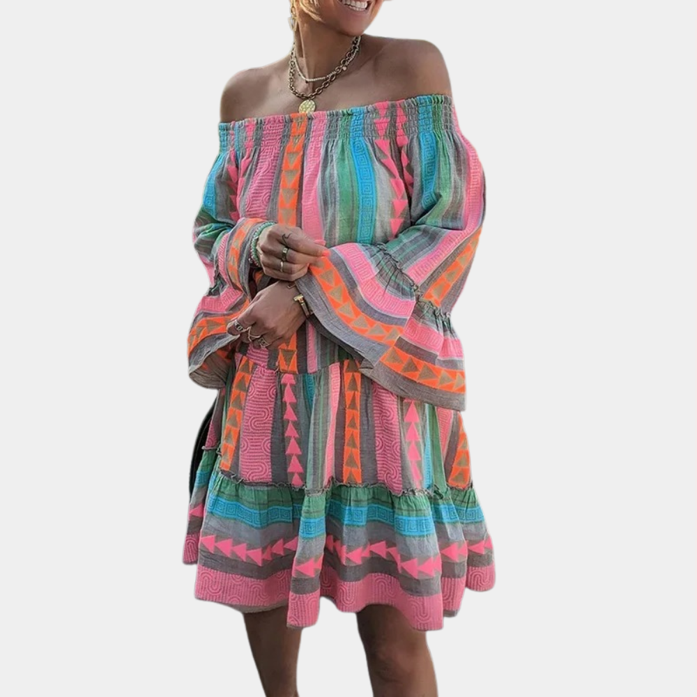 Klänning för Dam - Off Shoulder - Långärmad - Bohemisk Stil - Lös Passform