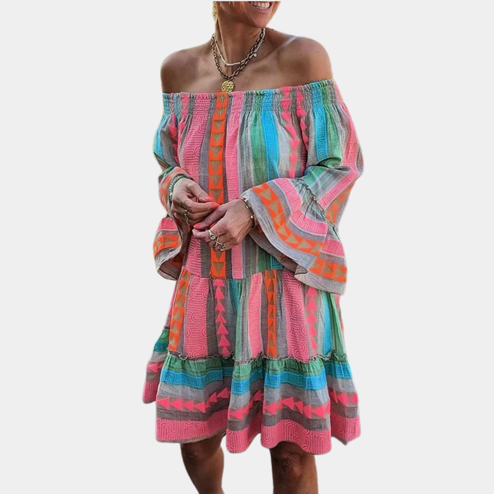 Klänning för Dam - Off Shoulder - Långärmad - Bohemisk Stil - Lös Passform