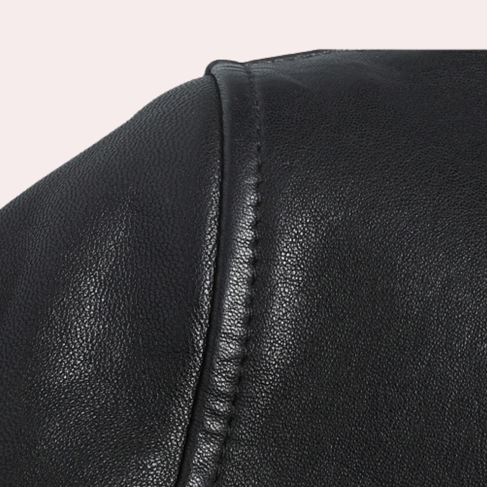 Herrjacka i Läder – Slim Fit – Ståkrage – Dragkedjefickor – Strukturerad Stil