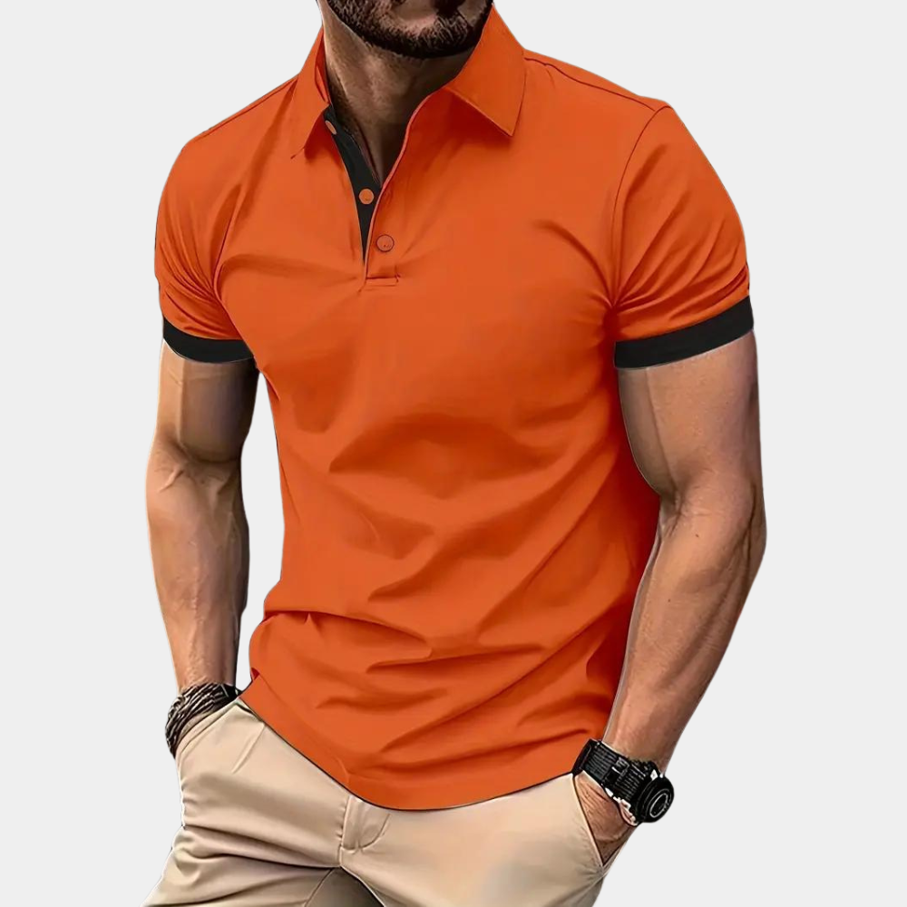 Herrpikétröja – Slim Fit – Mjukstickad – Kort Ärmlängd – Kontrastdetaljer