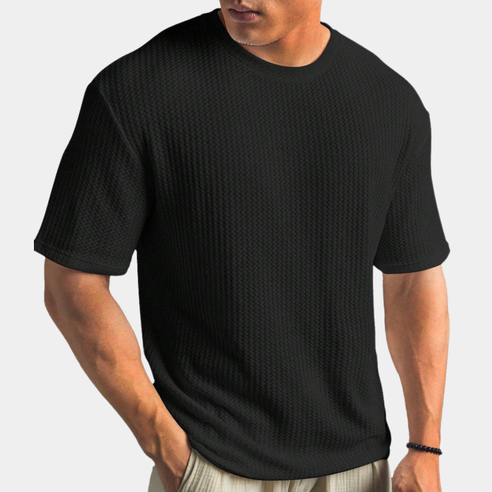 Herr T-shirt – Soft Knit – Avslappnad Passform – Kort Ärm – Minimalistisk Stil