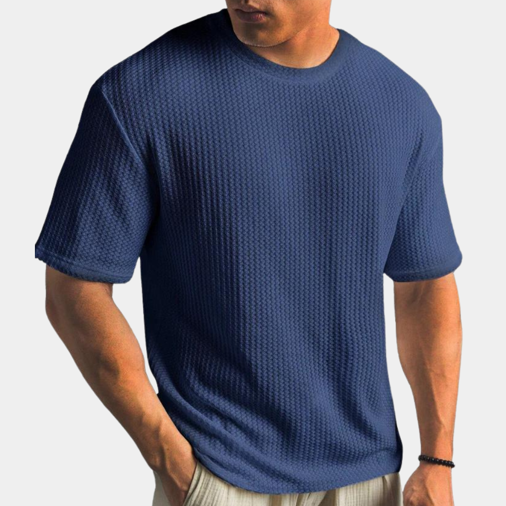 Herr T-shirt – Soft Knit – Avslappnad Passform – Kort Ärm – Minimalistisk Stil