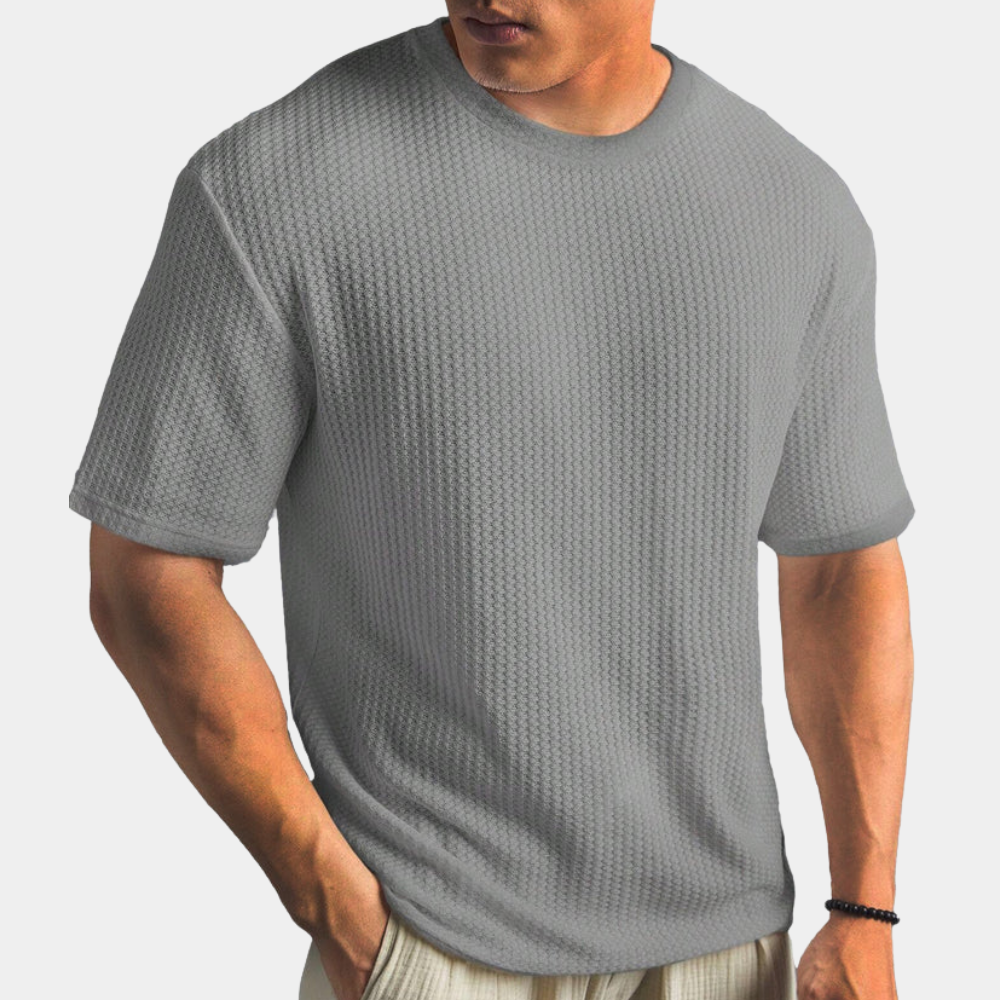 Herr T-shirt – Soft Knit – Avslappnad Passform – Kort Ärm – Minimalistisk Stil