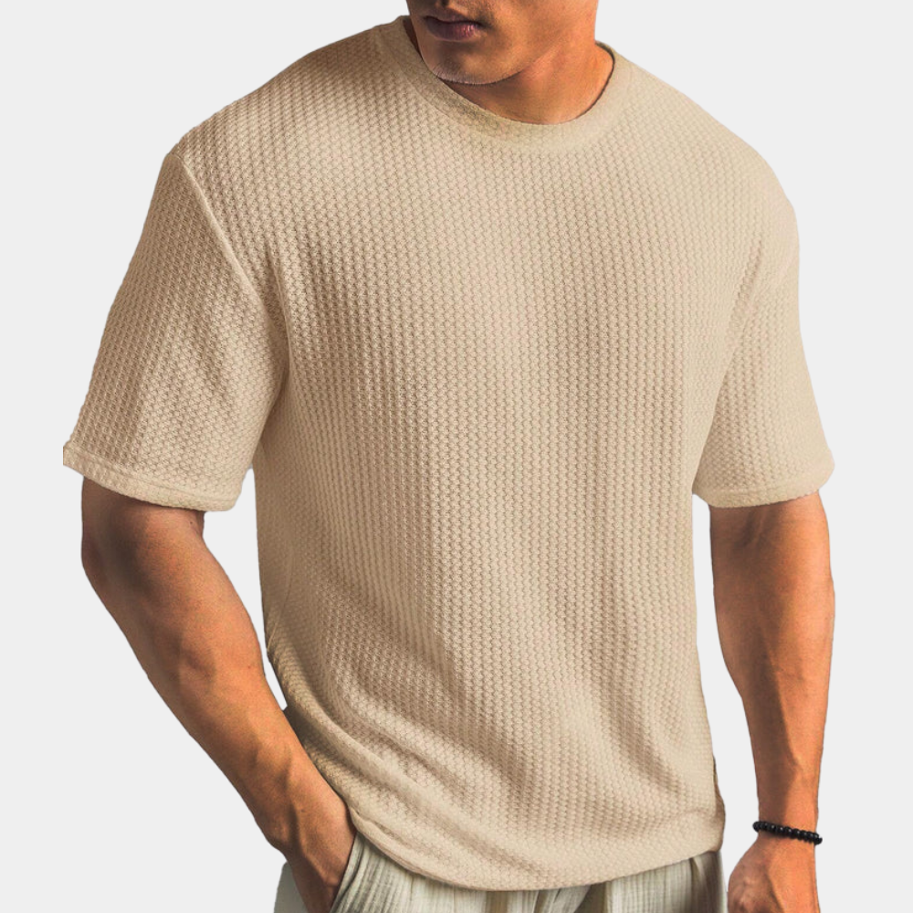 Herr T-shirt – Soft Knit – Avslappnad Passform – Kort Ärm – Minimalistisk Stil