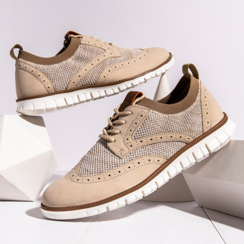 Herrskor - Hybrid Brogue Sneakers - Andningsbar Ovandel - Snörning - Greppvänlig Sula