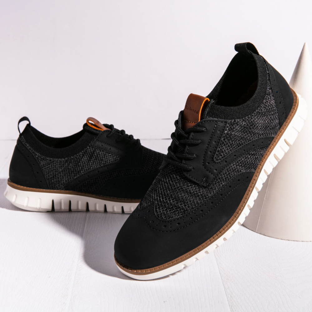 Herrskor - Hybrid Brogue Sneakers - Andningsbar Ovandel - Snörning - Greppvänlig Sula