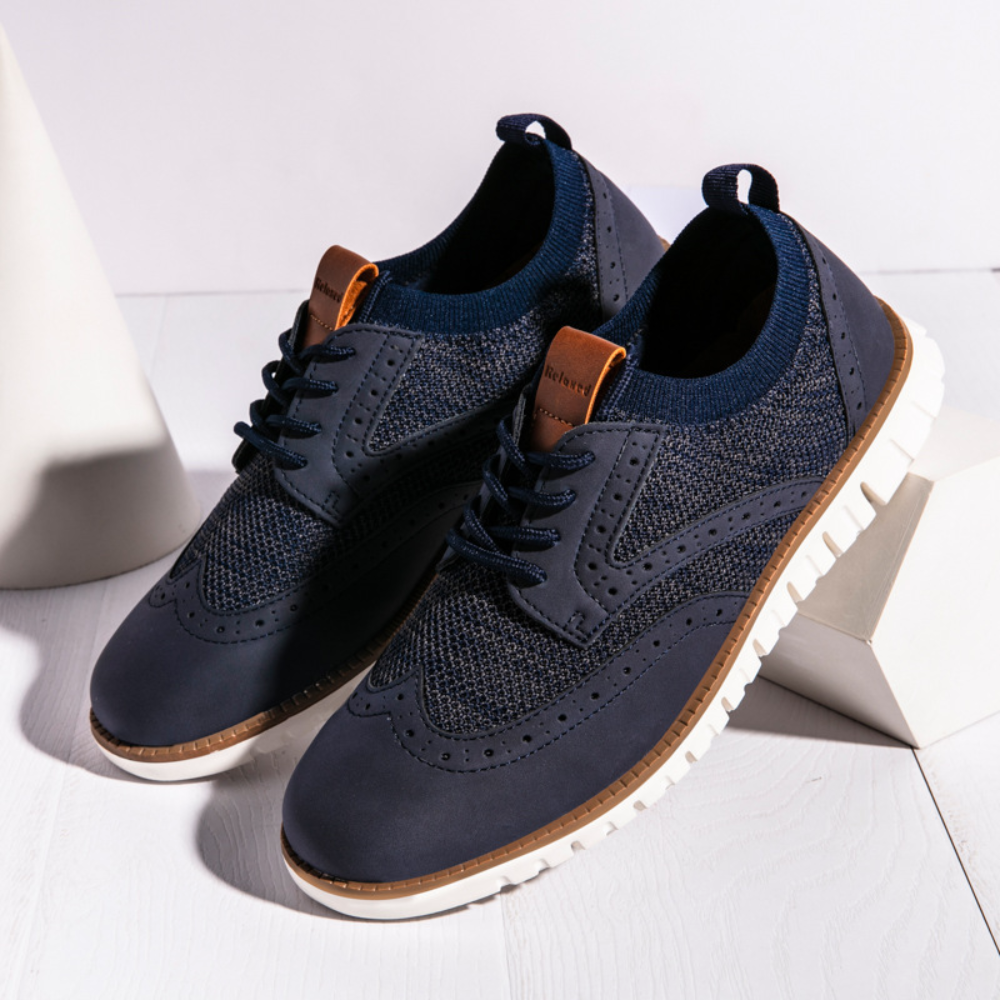 Herrskor - Hybrid Brogue Sneakers - Andningsbar Ovandel - Snörning - Greppvänlig Sula