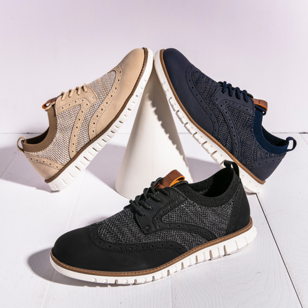 Herrskor - Hybrid Brogue Sneakers - Andningsbar Ovandel - Snörning - Greppvänlig Sula