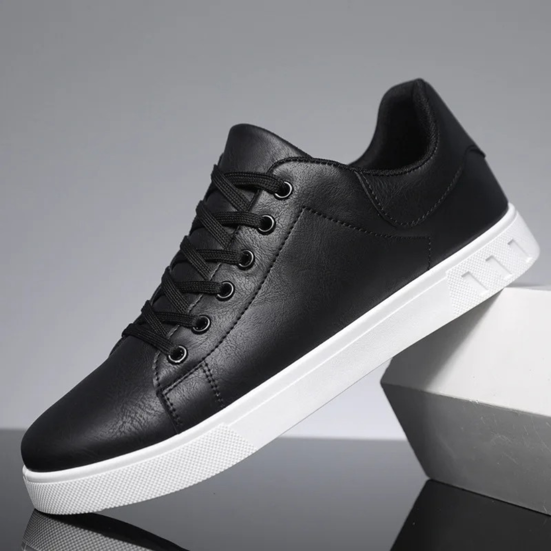 Herr Sneakers - Slätt Läderlook - Snörning - Bekväm Dämpning - Halksäker Sula