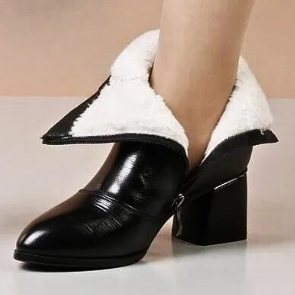 Dam Ankelboots – Strukturerad Passform – Blockklack – Texturerad Yta – Dekorknappar