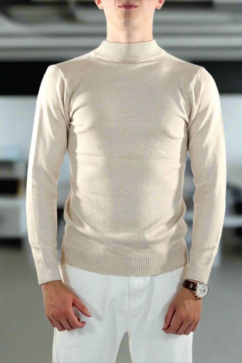 Herr Polotröja - Mjuk Stickad Bomull - Slim Fit - Långärmad Klassisk Design
