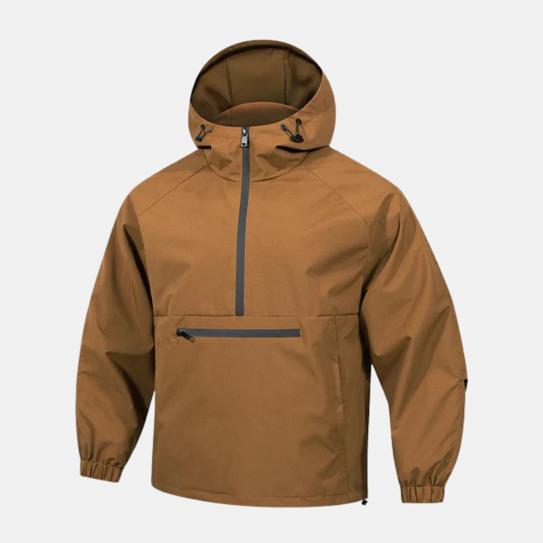 Herr Anorakjacka – Lös passform – Vindtät – Halv dragkedja – Huva – Känguruficka