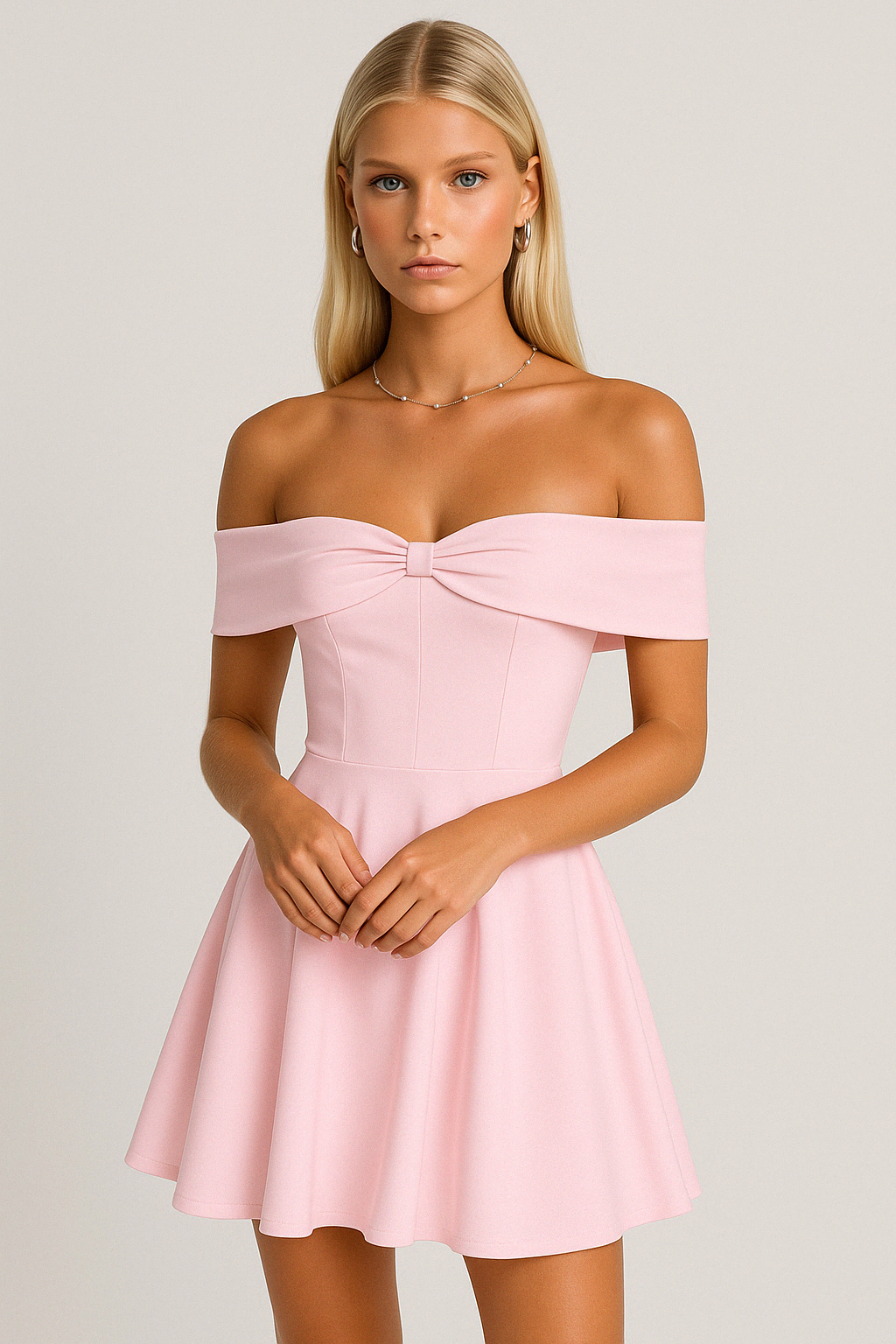 Damklänning – Off Shoulder – A-linje – Kort – Lätt och Andningsbar Textil