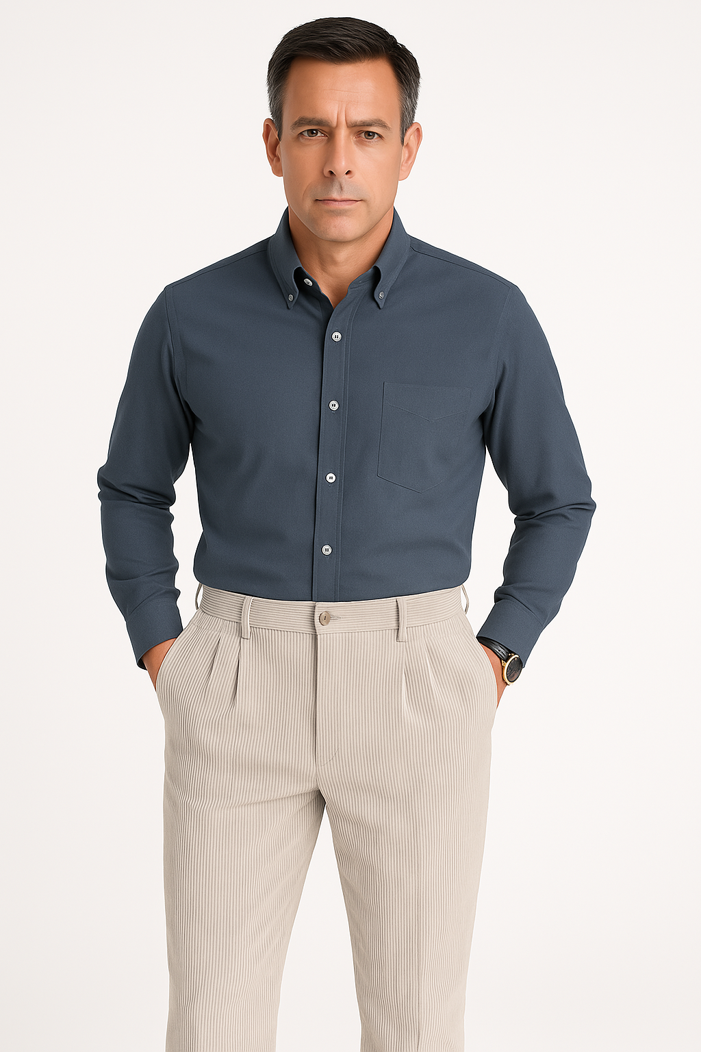 Herrbyxor – Slim Fit – Manchester – Pressveck – Hellånga – Smart Casual