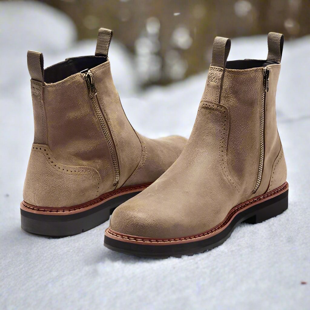 Herr Chelsea Boots – Slim Passform – Mocka – Resårpaneler – Gummisula