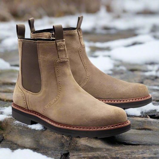 Herr Chelsea Boots – Slim Passform – Mocka – Resårpaneler – Gummisula