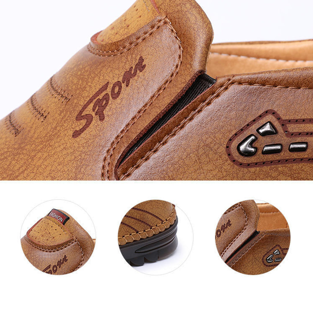 Herr Loafers - Slip-on Komfort - Syntetiskt Läder - Halksäker Gummisula