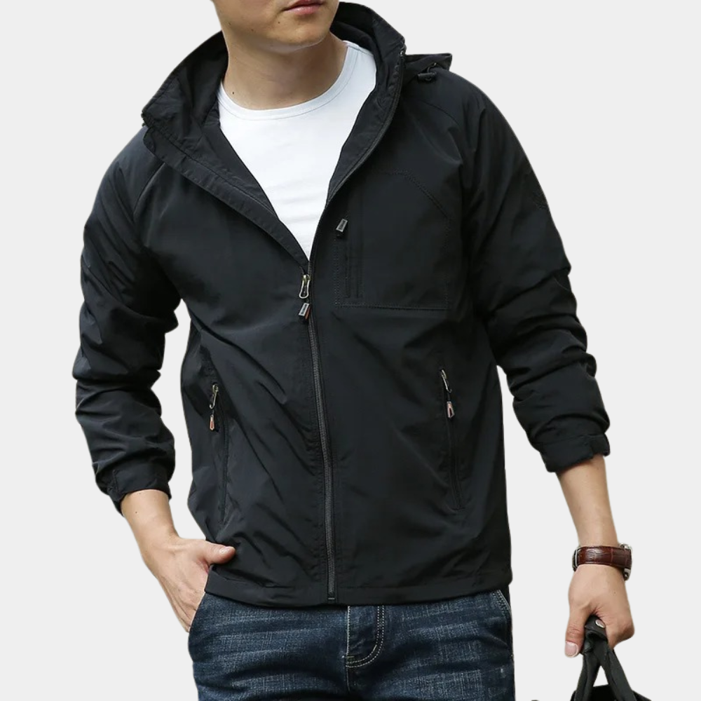 Herrjacka – Slim Fit – Vattenavvisande – Ståkrage – Dragkedjeförslutning – Fickor med dragkedja