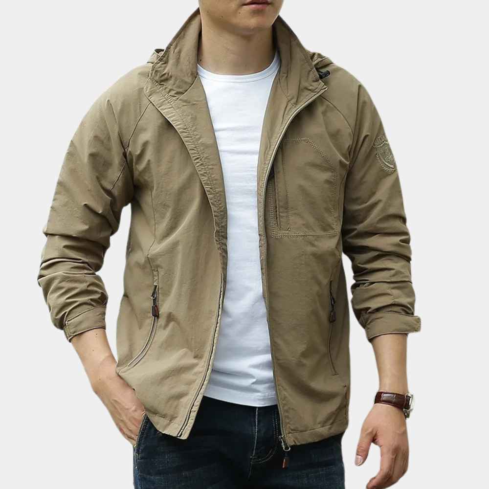 Herrjacka – Slim Fit – Vattenavvisande – Ståkrage – Dragkedjeförslutning – Fickor med dragkedja