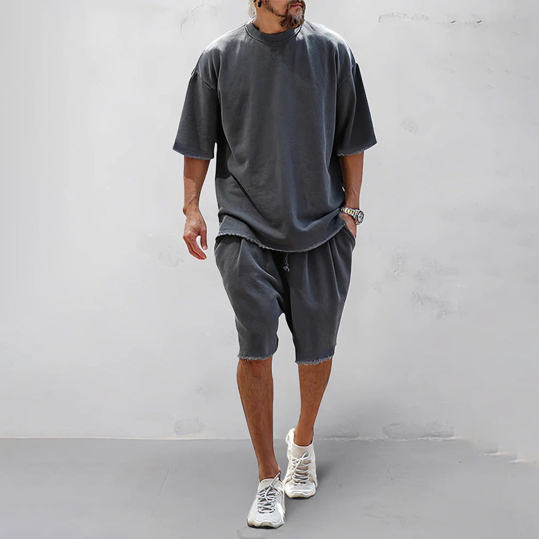 Herrset med t-shirt och shorts – Oversize passform – Andningsbar mjuk kvalitet