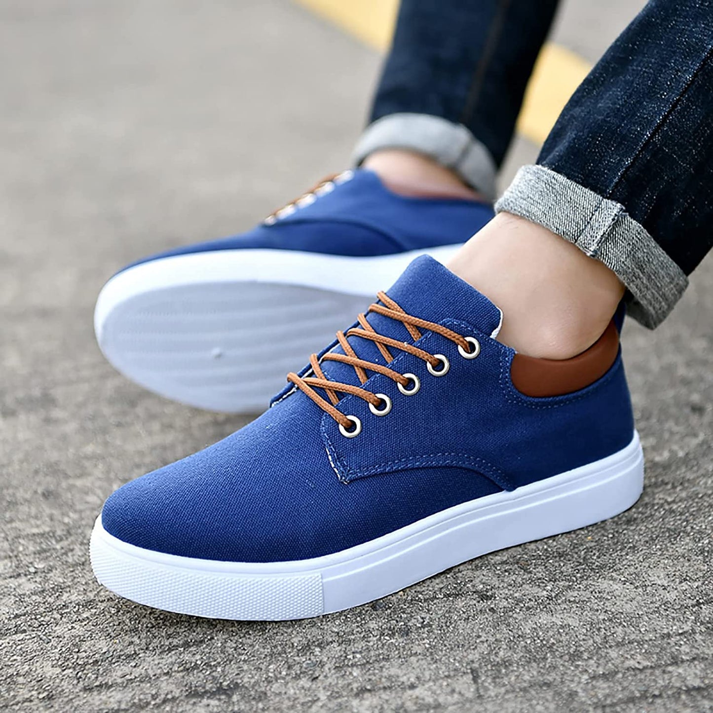 Herr Sneakers - Canvas - Lågt Skaft - Bekväma och Andningsbara