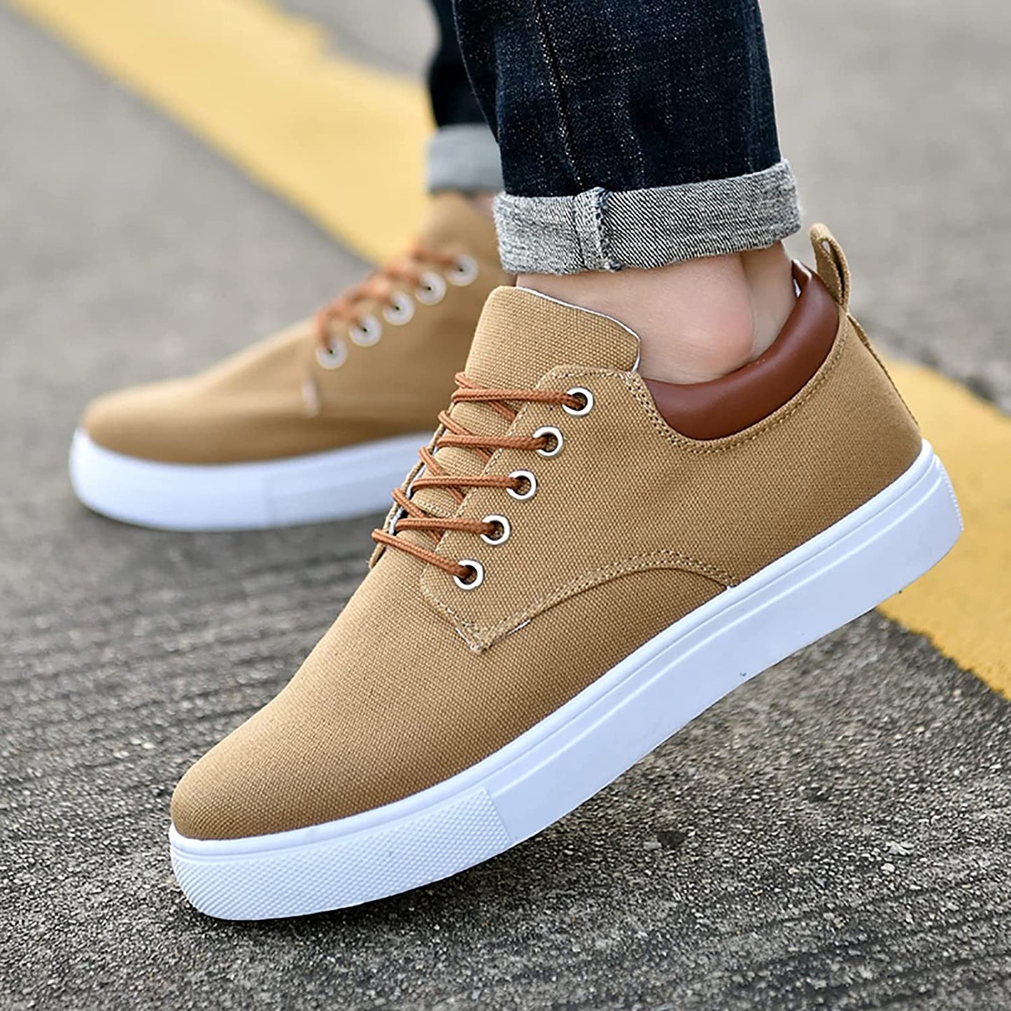 Herr Sneakers - Canvas - Lågt Skaft - Bekväma och Andningsbara