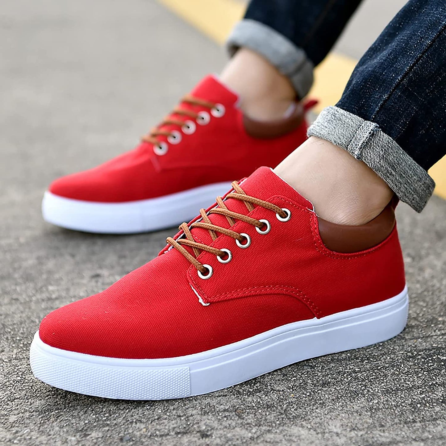 Herr Sneakers - Canvas - Lågt Skaft - Bekväma och Andningsbara