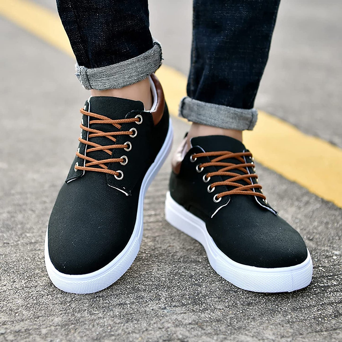 Herr Sneakers - Canvas - Lågt Skaft - Bekväma och Andningsbara