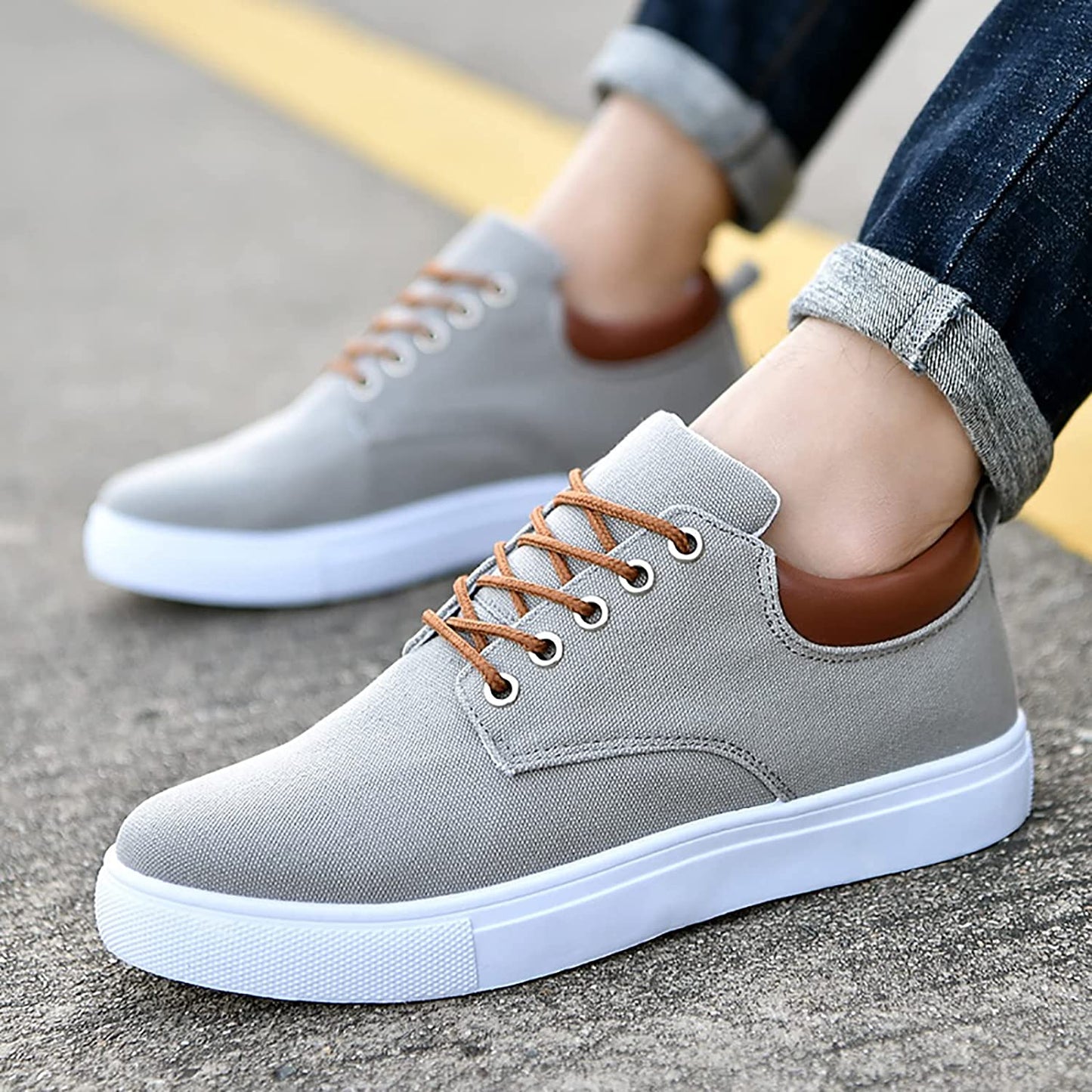 Herr Sneakers - Canvas - Lågt Skaft - Bekväma och Andningsbara