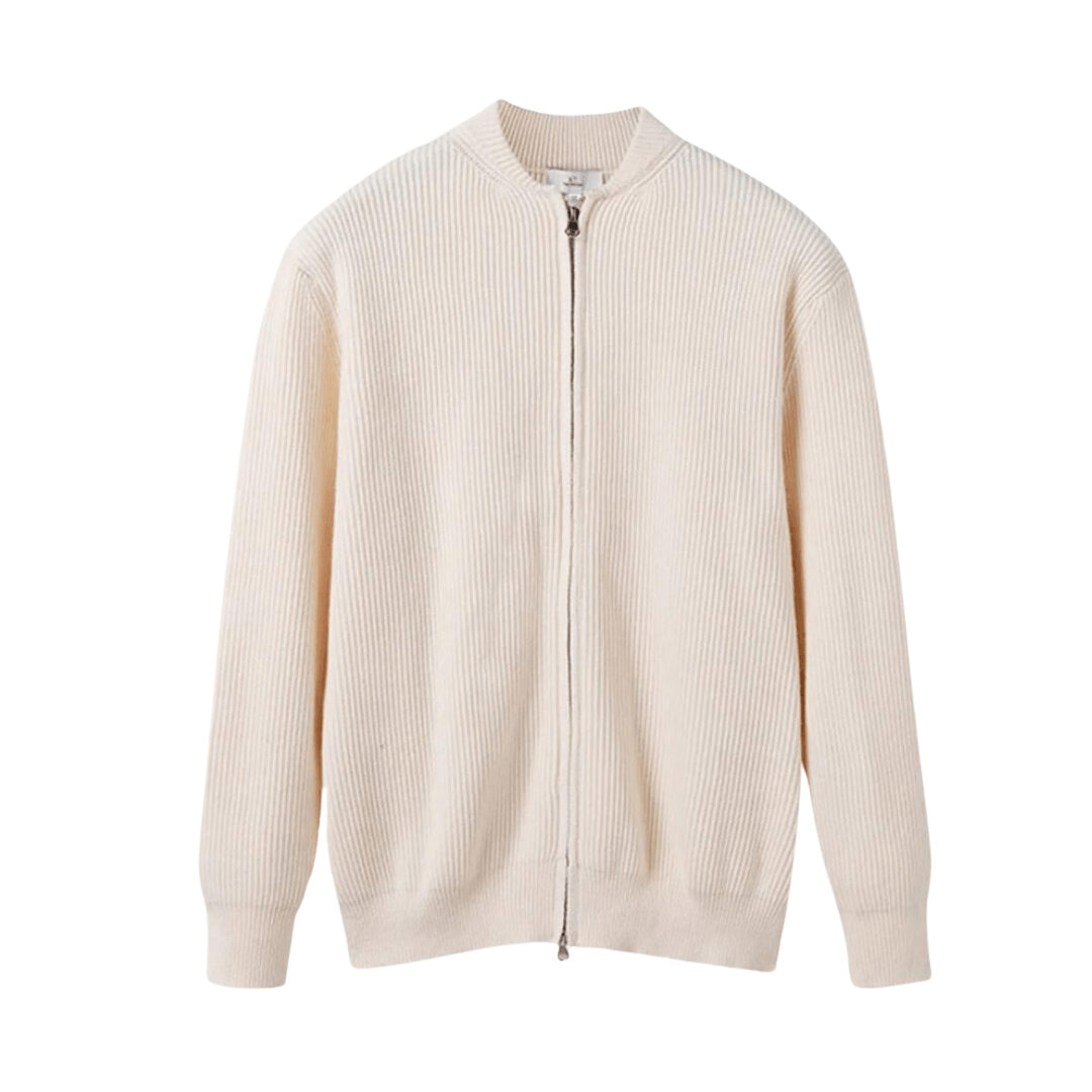 Herr Cardigan - Ribbstickad - Dragkedja - Regular Fit - Modern Stil