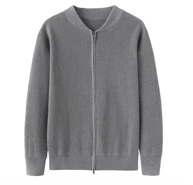Herr Cardigan - Ribbstickad - Dragkedja - Regular Fit - Modern Stil