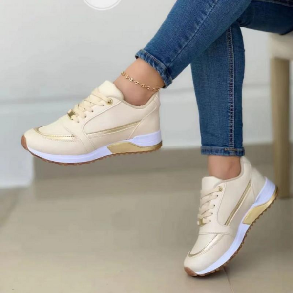 Dam Sneakers – Andningsbar Lättvikt – Dämpad Sula – Snörning – Böjd Stöd
