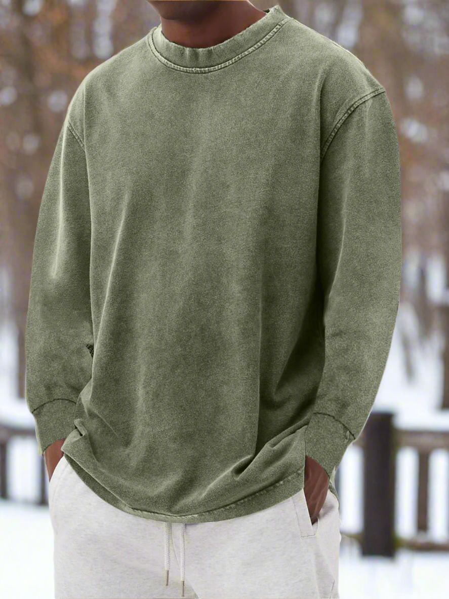 Herr Sweatshirt - Lös Passform - Bomullsblandning - Rund Hals - Långärmad Casual