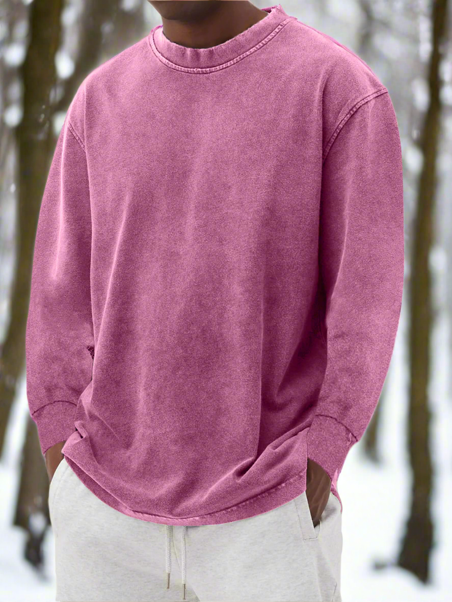 Herr Sweatshirt - Lös Passform - Bomullsblandning - Rund Hals - Långärmad Casual