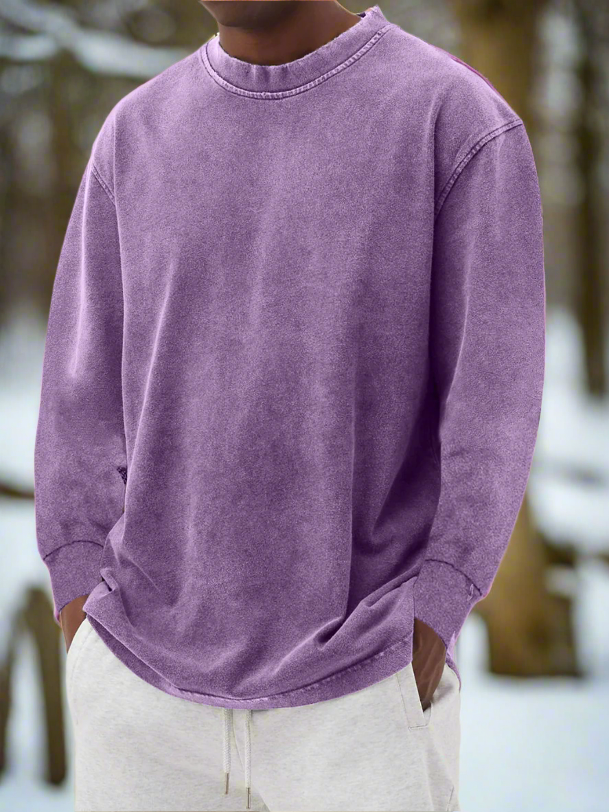 Herr Sweatshirt - Lös Passform - Bomullsblandning - Rund Hals - Långärmad Casual